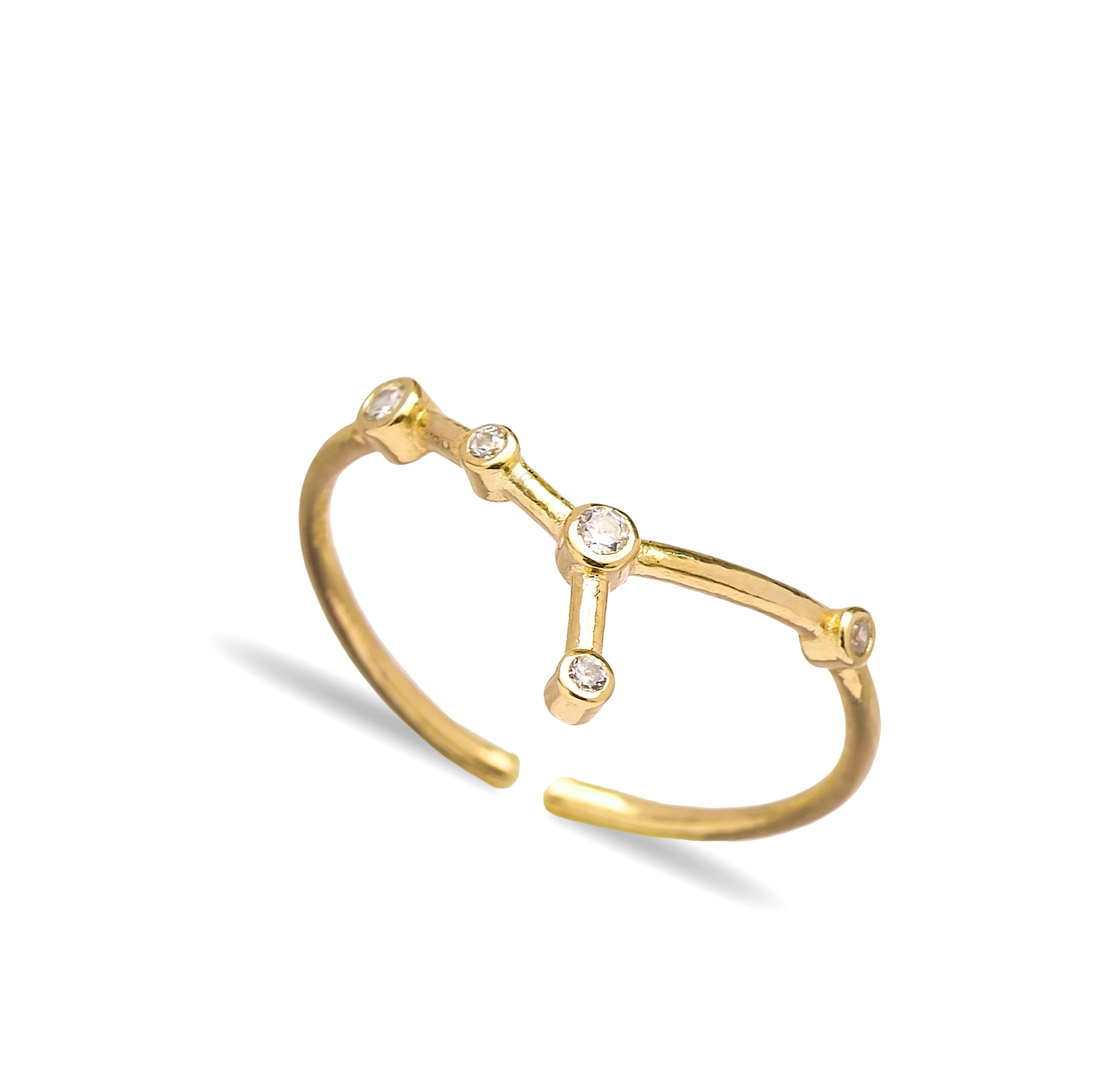 Cancer Dainty Zodiac Sign Constellation Ring 925 Sterling Silver Horoscope Jewelry