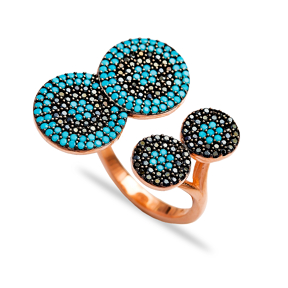 Fashionable Silver Nano Turquoise Ring Turkish Wholesale Handcrafted Silver Jewelry