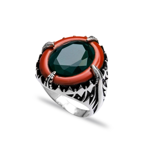 Emerald Authentic Men Ring Wholesale Handmade 925 Sterling Silver