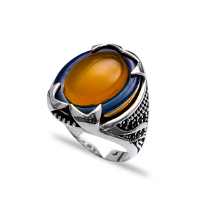 Agate Authentic Men Ring Wholesale Handmade 925 Sterling Silver