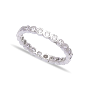 Wholesale Handcrafted Silver Micro Pave Zircon Bar Ring