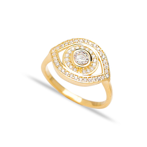 Elegant Eye Shape Zircon Ring Turkish Wholesale Handcrafted 925 Silver Jewelry