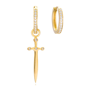 Sword Design Earrings Handmade 925 Sterling Silver Jewelry