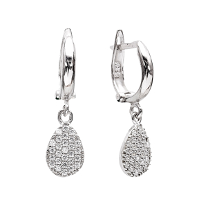 Dangle Clip On Drop Shape Earrings Turkish Wholesale Sterling Silver Earring