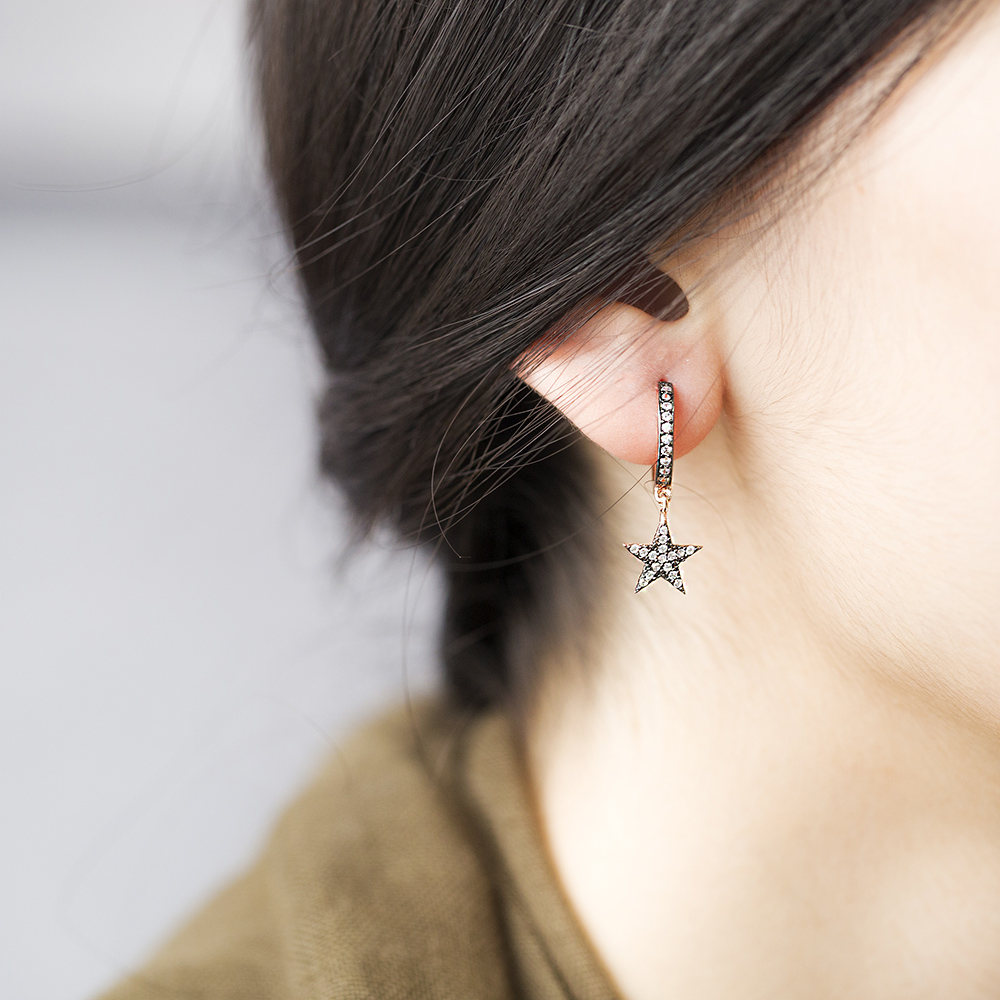 Dangle Star Earrings Turkish Wholesale Handmade Sterling Silver Earring