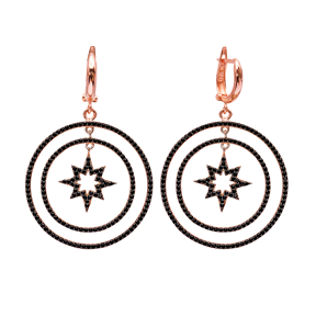 Turkish Wholesale Handcrafted Silver Star Round Dangle Earring