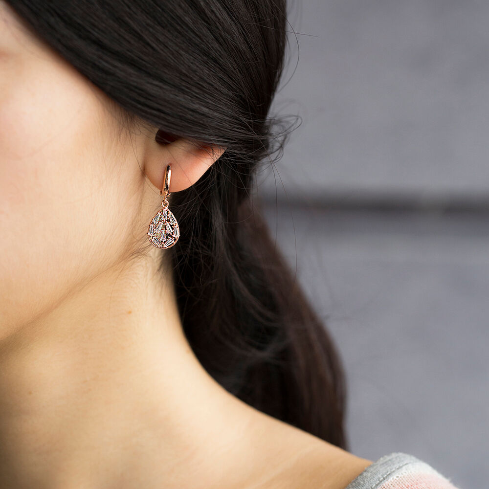 Baguette Dangle Clip On Earrings Turkish Wholesale Sterling Silver Earring