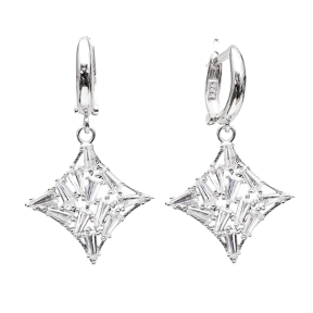 Dangle Clip On Star Design Earrings Turkish Wholesale Sterling Silver Earring