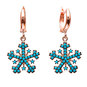Dangle  Snowflake Design Earrings Turkish Wholesale Handmade Sterling Silver Earring