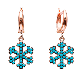 Dangle Snowflake Design Earrings Turkish Wholesale Handmade Sterling Silver Earring