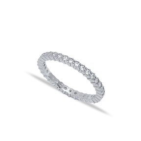 Minimalist Dainty Micro Pave Zircon Band Ring Wholesale Handcrafted Silver Jewelry