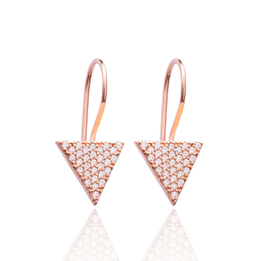 Delicate Triangle Earrings Turkish Wholesale 925 Sterling Silver Jewelry