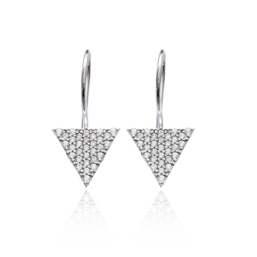 Delicate Triangle Earrings Turkish Wholesale 925 Sterling Silver Jewelry