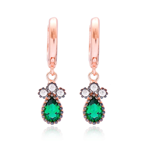 Emerald Teardrop Dangle Earring, Turkish Wholesale 925 Sterling Silver Earring