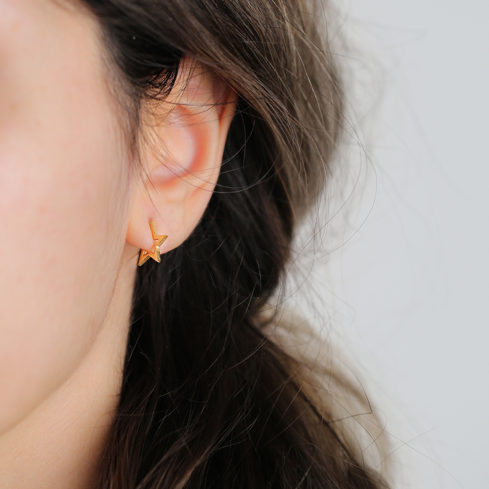 Star Hoop Earring Wholesale Handmade Turkish 925 Silver Sterling Jewelry