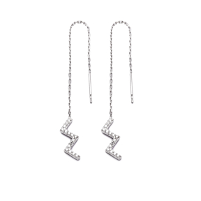 Sterling Silver Ear Thread Earrings Turkish Wholesale Sterling Silver Chain Earring
