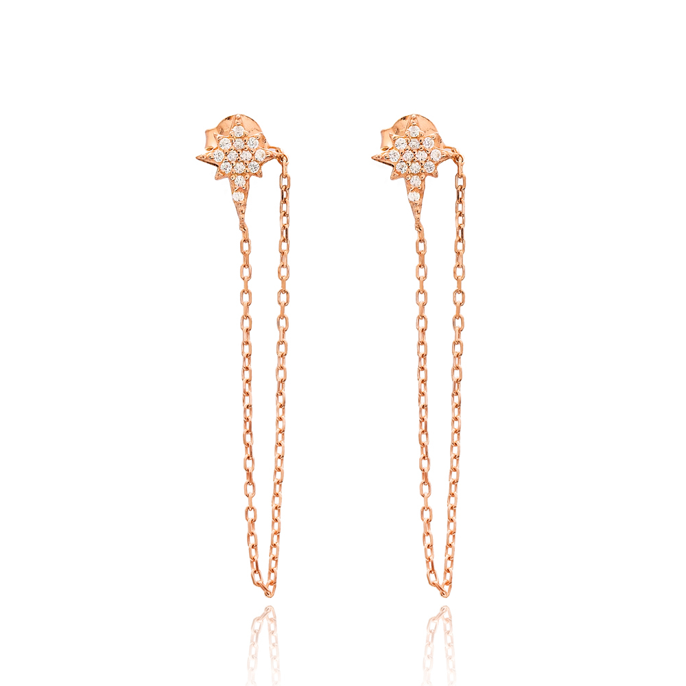 Push Back Ear Thread Earring Wholesale 925 Sterling Silver Chain Earrings