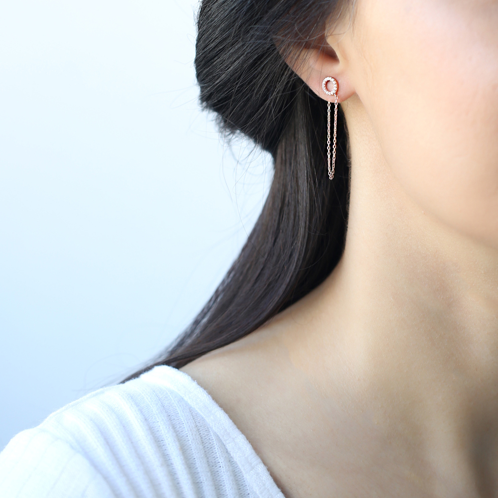 Push Back Ear Thread Earring Wholesale Sterling Silver Chain Earrings
