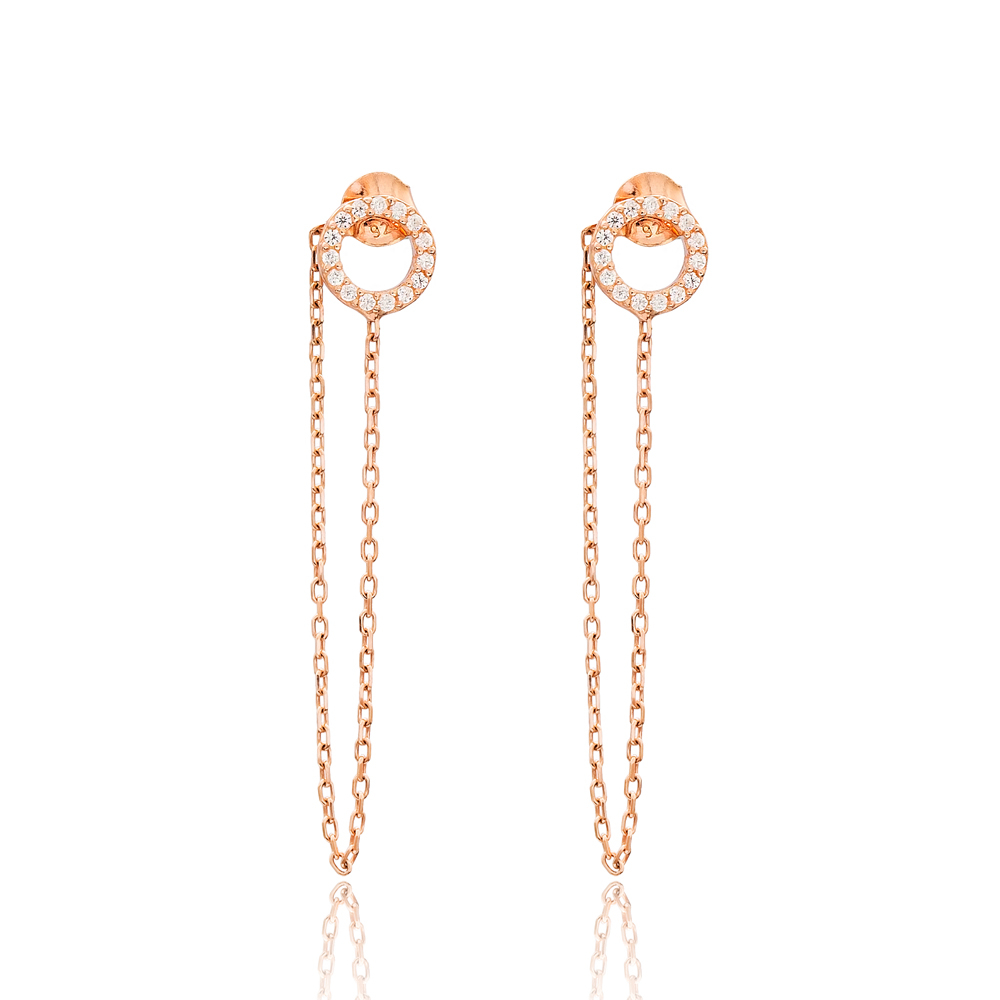 Push Back Ear Thread Earring Wholesale 925 Sterling Silver Chain Earrings