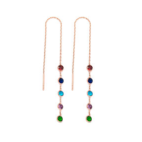 Rainbow Elegant Threader Earrings Wholesale 925 Sterling Silver Jewelry