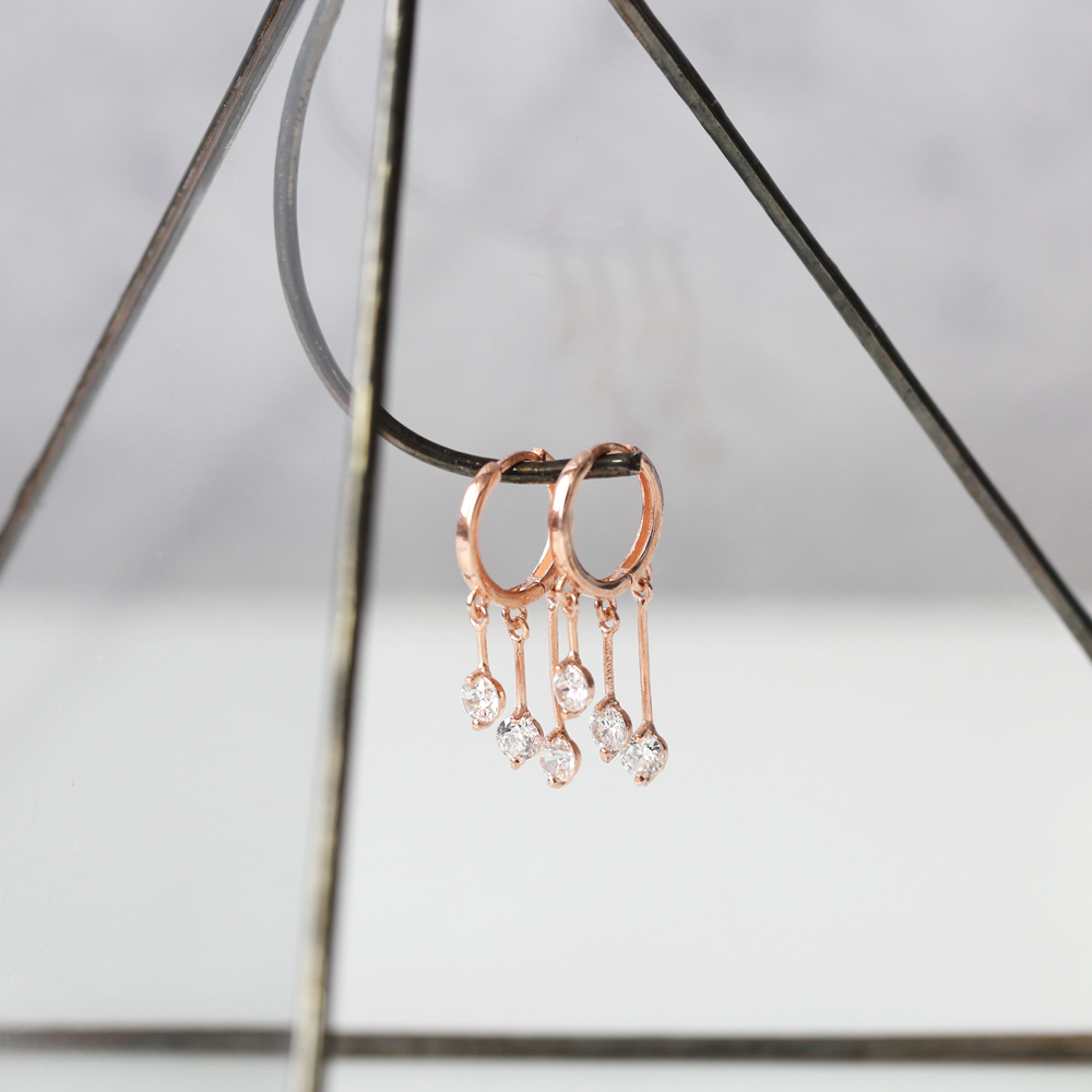Elegant Zircon Stone Silver Hoop Earrings Wholesale 925 Sterling Silver Jewelry