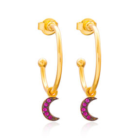 Crescent Moon Dangle Earring Wholesale Handmade Turkish 925 Silver Sterling Jewelry