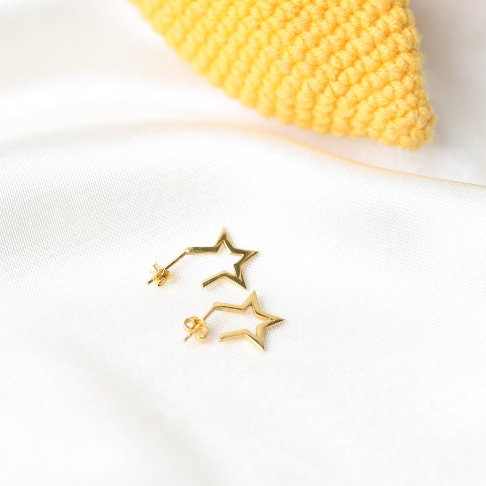 Star Hoop Earring Wholesale Handmade Turkish 925 Silver Sterling Jewelry