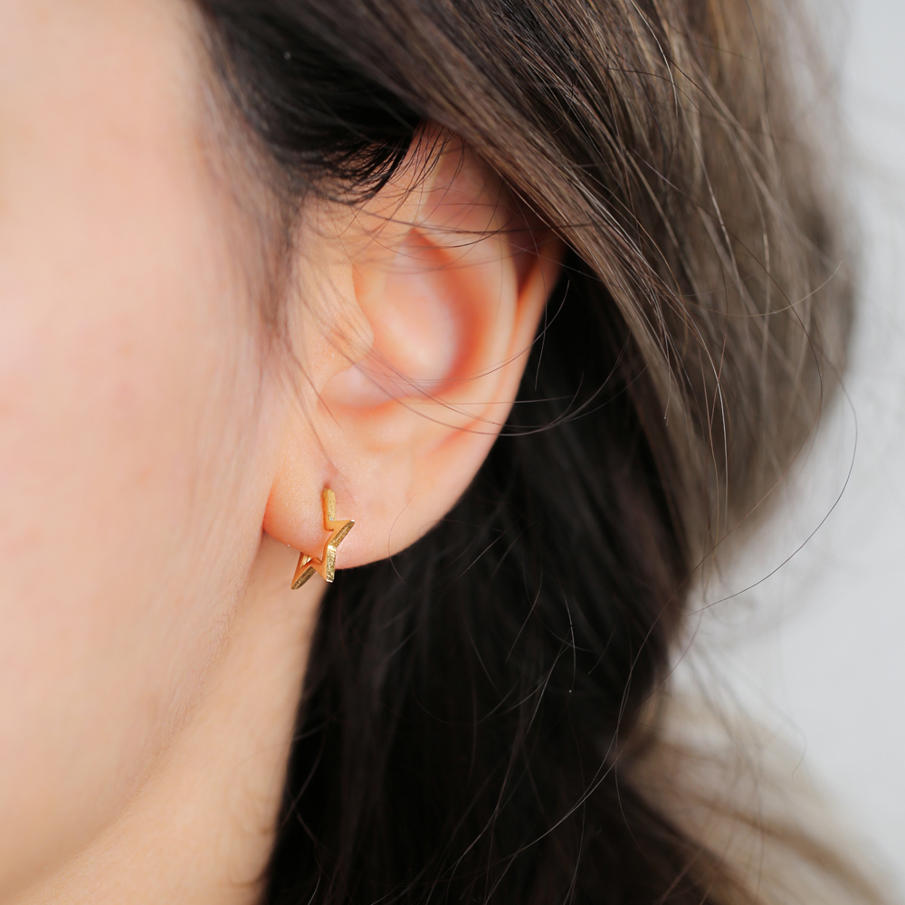 Star Design Hoop Earring Wholesale Handmade Turkish 925 Silver Sterling Jewelry