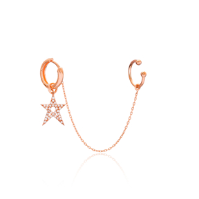 Star Single Cartilage And Hoop Earrings Turkish Wholesale 925 Sterling Silver Jewelry