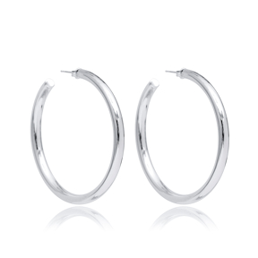 Round Ø60 mm Earring Wholesale Handmade Turkish 925 Silver Sterling Jewelry