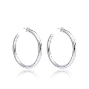 Round Ø50 mm Earring Wholesale Handmade Turkish 925 Silver Sterling Jewelry