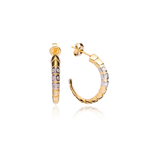 Elegant Design Hoop Earrings Turkish Handmade Wholesale 925 Sterling Silver Jewelry