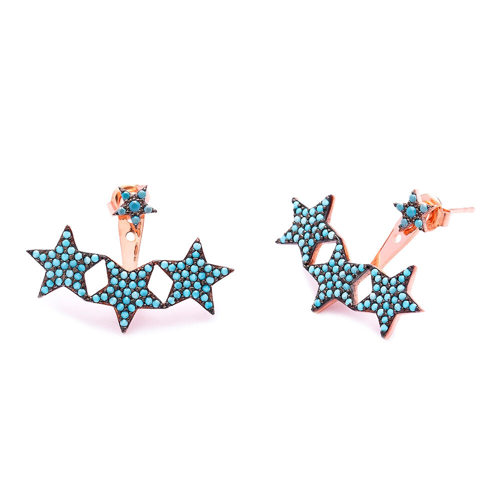 Micro Turquoise Ear Cuff Star Turkish Wholesale Handcrafted Silver Earring