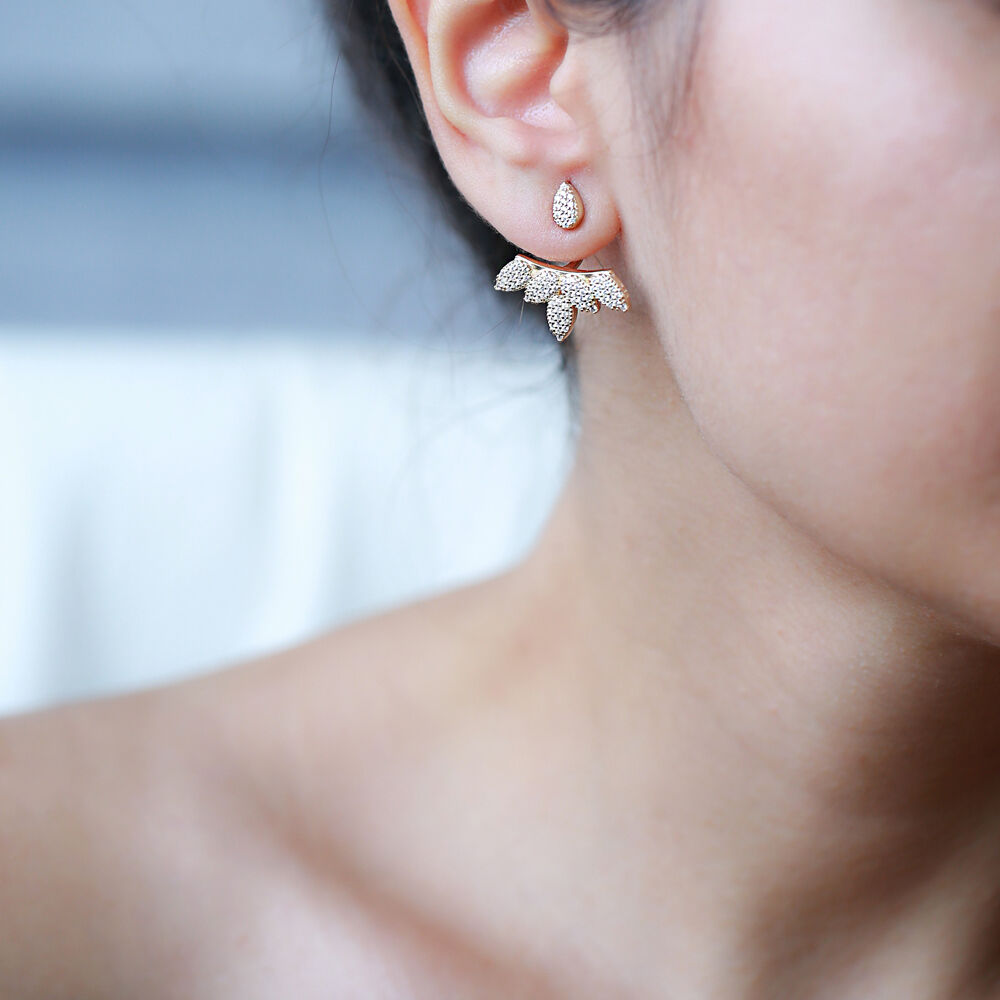 Silver Ear jackt Earring Turkish Wholesale Handcrafted Jewelry