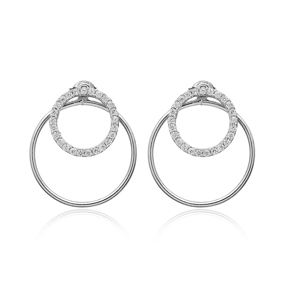 Round Shape Sterling Silver Earrings Wholesale Sterling Silver Chain Earring