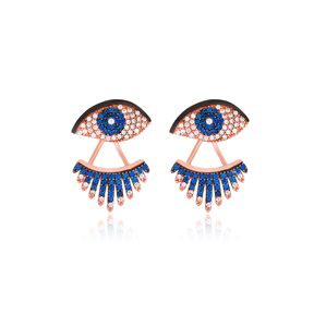 Evil Eye Design Stud Earrings Turkish Wholesale 925 Sterling Silver Jewelry