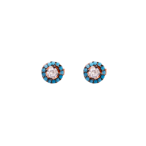 Micro Turquoise Diamond Shape Turkish Wholesale Silver Stud Earring