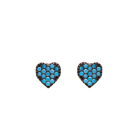 Micro Turquoise Heart Turkish Wholesale Silver Stud Earring