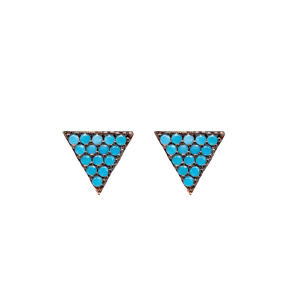 Micro Turquoise Triangle Turkish Wholesale Silver Stud Earring