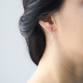 Feather Charm Turkish Wholesale 925 Sterling Silver Stud Earrings