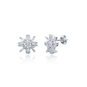 Snowflake Design Turkish Wholesale Handmade 925 Sterling Silver Earrings