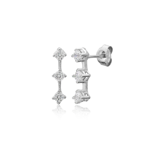 Dainty Zircon Earring Turkish Wholesale Handmade 925 Sterling Silver Jewelry