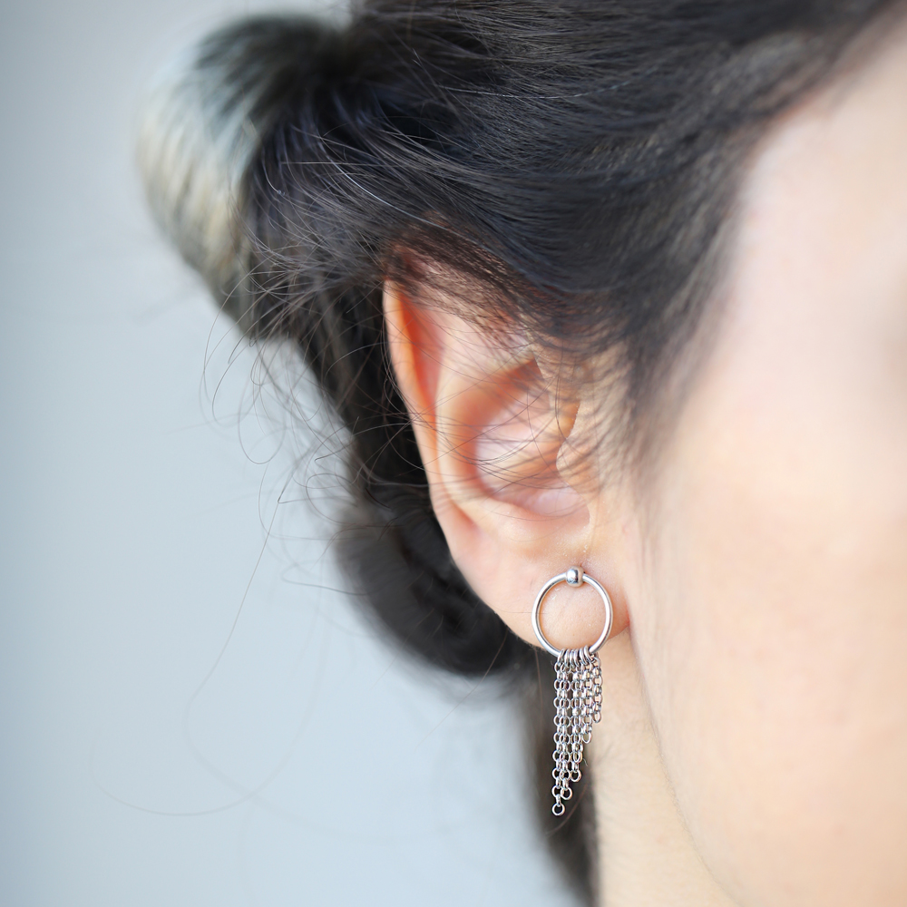 New Design Chain Hollow Earrings Handcrafted Wholesale Turkish 25 Sterling Silver Jewelry