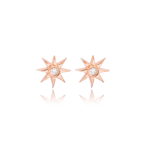 Minimal Star Design Stud Earrings Turkish Wholesale Sterling Silver Jewelry