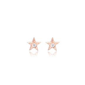 Star Design Minimal Stud Earrings Turkish Wholesale Sterling Silver Jewelry