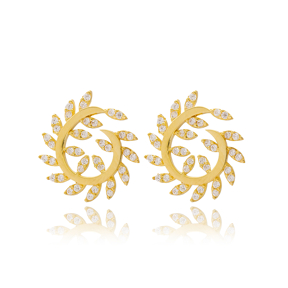 Hoop Dainty Design Round Stud Earrings Turkish Wholesale 925 Sterling Silver Jewelry