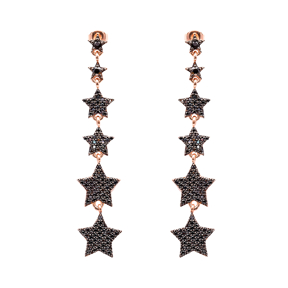 Turkish Wholesale Handcrafted Silver Star Long Earring