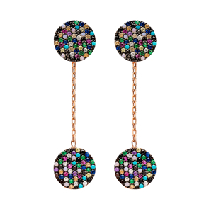 Mix Stone Round Earrings Wholesale Turkish Sterling Silver Earring