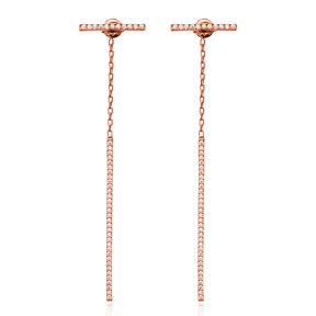 Thin Pave Bar Earring Wholesale Sterling Silver Earrings