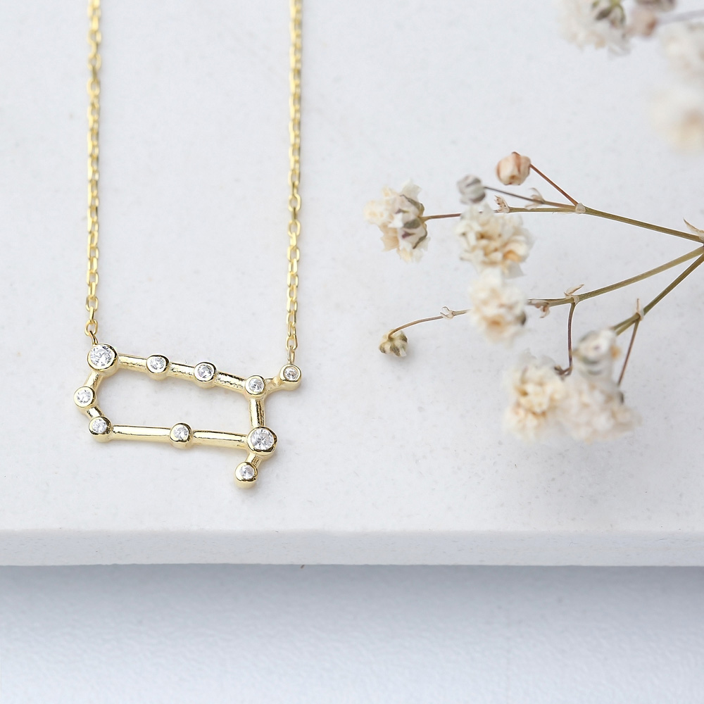 Zodiac Gemini Necklace Turkish Handmade 925 Sterling Silver Jewelry